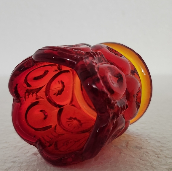 VTG L.E. Smith Moon & Stars Amberine & Green Toothpick Holders - Picture 6 of 9